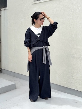 「URBAN RESEARCH（アーバンリサーチ）のdecor『デコール』　TIE CODE NECKLACE（ネックレス、ブラック系）」を使った、西野きよさん（レディース・152cm）の夏コーディネート