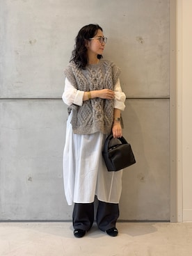 「アイテム（チュニック）」を使った、西野きよさん（レディース・152cm）の秋コーディネート