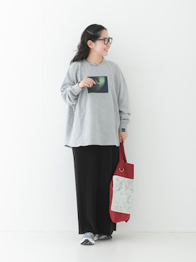 「URBAN RESEARCH（アーバンリサーチ）のdecor『デコール』　ROW CODE NECKLACE（ネックレス、ブラック系）」を使った、西野きよさん（レディース・152cm）の秋コーディネート
