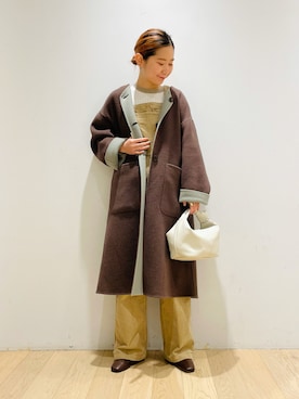 「チョコ色に染まれ」｜「アイテム（サロペット/オーバーオール）」を使った、西野きよさん（レディース・152cm）の冬コーディネート