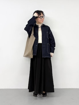 「アイテム（カバーオール）」を使った、西野きよさん（レディース・152cm）の秋コーディネート