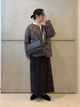 「アイテム（ダウンジャケット/コート）」を使った、西野きよさん（レディース・152cm）の冬コーディネート