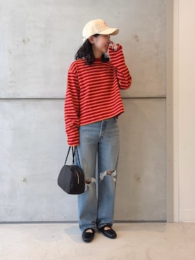 「アイテム（サンダル）」を使った、西野きよさん（レディース・152cm）の秋コーディネート
