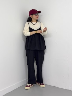 「SMELLY（スメリー）のステンレスカラーボールビーズネックレス（ネックレス、ブラウン系）」を使った、西野きよさん（レディース・152cm）の夏コーディネート