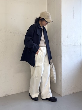 「URBAN RESEARCH DOORS（アーバンリサーチドアーズ）の刺繍スエードキャップ（キャップ、ベージュ系）」を使った、西野きよさん（レディース・152cm）の秋コーディネート