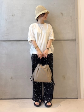 「SMELLY（スメリー）のアイテム（帽子）」を使った、今日の西野さん（レディース・152cm）の夏コーディネート