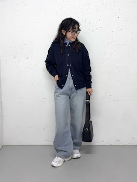 「アイテム（イヤリング）」を使った、西野きよさん（レディース・152cm）の秋コーディネート