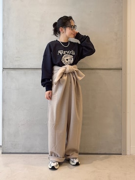 「アイテム（つなぎ/オールインワン）」を使った、西野きよさん（レディース・152cm）の冬コーディネート