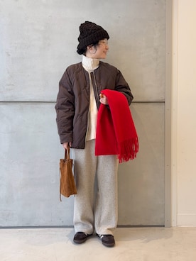 「URBAN RESEARCH（アーバンリサーチ）のスエードミニトートバッグ（トートバッグ）」を使った、西野きよさん（レディース・152cm）の冬コーディネート