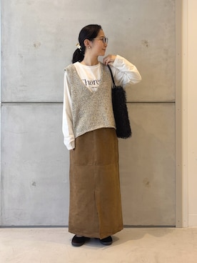 「アイテム（バレッタ/ヘアクリップ）」を使った、西野きよさん（レディース・152cm・30代）の秋コーディネート