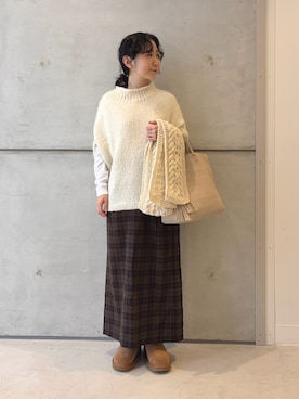 「アイテム（ベスト）」を使った、西野きよさん（レディース・152cm・30代）の秋コーディネート