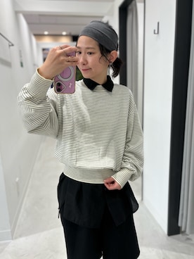 「アイテム（ヘアアクセサリー）」を使った、西野きよさん（レディース・152cm）の秋コーディネート