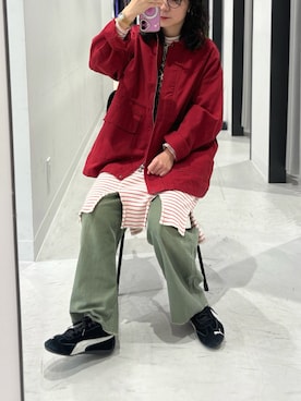 「アイテム（カバーオール）」を使った、西野きよさん（レディース・152cm）の秋コーディネート