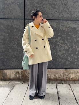 「アイテム（バレッタ/ヘアクリップ）」を使った、西野きよさん（レディース・152cm）の冬コーディネート