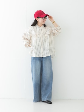「URBAN RESEARCH（アーバンリサーチ）のPicchi Nia　HIGH RISE BUGGY DENIM（デニムパンツ、ブルー系）」を使った、西野きよさん（レディース・152cm）の秋コーディネート