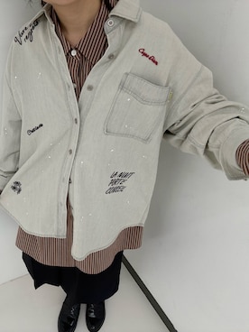 「URBAN RESEARCH（アーバンリサーチ）の『別注』PICCADILLY×URBAN RESEARCH　刺繍デニムシャツ（シャツ/ブラウス、グレー系）」を使った、西野きよさん（レディース・152cm）の夏コーディネート