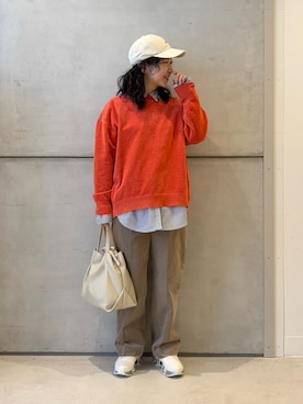 「アイテム（帽子）」を使った、西野きよさん（レディース・152cm）の冬コーディネート