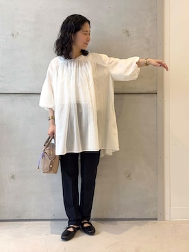 「アイテム（チュニック）」を使った、今日の西野さん（レディース・152cm）の夏コーディネート