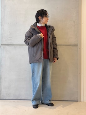 「アイテム（ダウンジャケット/コート）」を使った、西野きよさん（レディース・152cm）の秋コーディネート