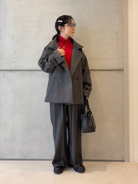 「アイテム（バレッタ/ヘアクリップ）」を使った、西野きよさん（レディース・152cm）の秋コーディネート