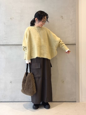 「アイテム（バレッタ/ヘアクリップ）」を使った、西野きよさん（レディース・152cm）の秋コーディネート