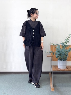 「リネン」｜西野きよさん（レディース・152cm）の春コーディネート