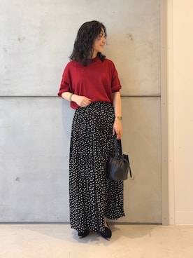 「EKAL（エカル）のハーフスリーブニットポロシャツ（ニット/セーター）」を使った、西野きよさん（レディース・152cm・30代）の秋コーディネート