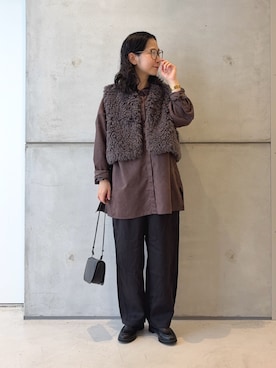 「アイテム（ショルダーバッグ）」を使った、西野きよさん（レディース・152cm・30代）の秋コーディネート