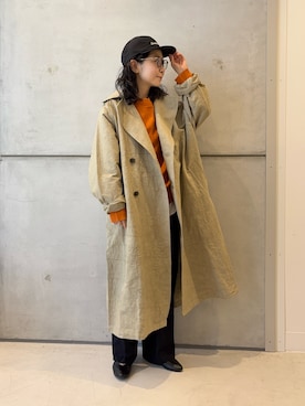 「アイテム（ステンカラーコート）」を使った、西野きよさん（レディース・152cm）の秋コーディネート