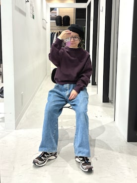 「アイテム（ニットキャップ/ビーニー）」を使った、西野きよさん（レディース・152cm）の秋コーディネート