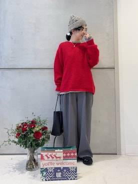 「URBAN RESEARCH（アーバンリサーチ）の『一部WEB限定カラー』ヘアリールーズニット（ニット/セーター）」を使った、西野きよさん（レディース・152cm・30代）の秋コーディネート
