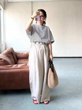 「URBAN RESEARCH DOORS（アーバンリサーチドアーズ）のセパレートフラットサンダル（サンダル、レッド系）」を使った、西野きよさん（レディース・152cm）の春コーディネート