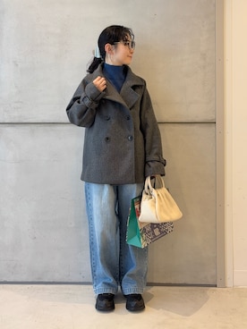 「アイテム（バレッタ/ヘアクリップ）」を使った、西野きよさん（レディース・152cm）の冬コーディネート