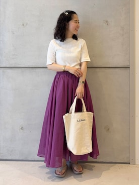 「アイテム（スカート、パープル系）」を使った、今日の西野さん（レディース・152cm）の夏コーディネート