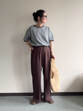 「URBAN RESEARCH DOORS（アーバンリサーチドアーズ）の『別注』STAR&STRIPE×DOORS　MULTI RINGER T-SHIRTS（Tシャツ/カットソー、ブルー系）」を使った、西野きよさん（レディース・152cm）の春コーディネート
