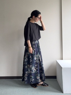 「URBAN RESEARCH DOORS（アーバンリサーチドアーズ）のグルカサンダル（サンダル、ブラック系）」を使った、西野きよさん（レディース・152cm）の夏コーディネート