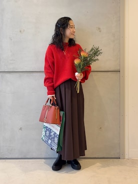 「アイテム（ヘアアクセサリー）」を使った、西野きよさん（レディース・152cm）の冬コーディネート