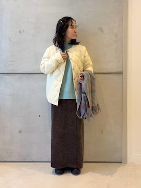 「アイテム（その他アウター、ホワイト系）」を使った、西野きよさん（レディース・152cm）の冬コーディネート