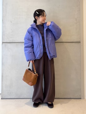 「アイテム（バレッタ/ヘアクリップ）」を使った、西野きよさん（レディース・152cm）の秋コーディネート