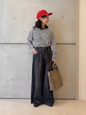 「アイテム（バレエシューズ）」を使った、西野きよさん（レディース・152cm）の秋コーディネート