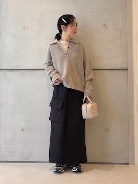 「アイテム（バレッタ/ヘアクリップ）」を使った、西野きよさん（レディース・152cm）の秋コーディネート