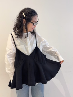 「ダメージデニムパンツ」｜西野きよさん（レディース・152cm）の冬コーディネート