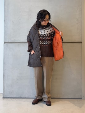 「アイテム（マフラー）」を使った、西野きよさん（レディース・152cm）の秋コーディネート