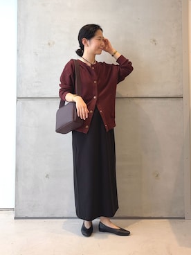 「アイテム（イヤリング）」を使った、西野きよさん（レディース・152cm）の秋コーディネート