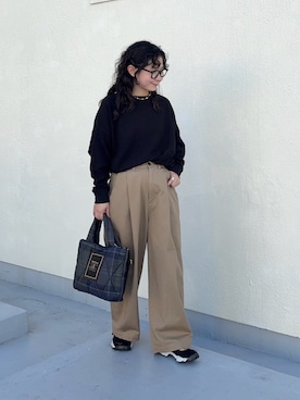 「SMELLY（スメリー）のポイントメタルコードネックレス（ネックレス、ブラウン系）」を使った、西野きよさん（レディース・152cm）の秋コーディネート