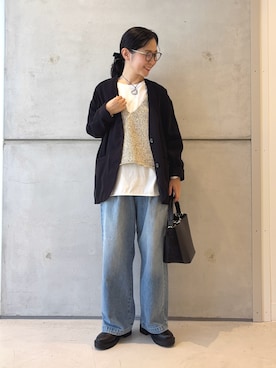 「アイテム（ノーカラージャケット）」を使った、西野きよさん（レディース・152cm・30代）の秋コーディネート