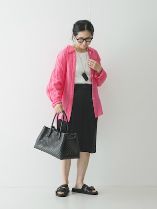 「URBAN RESEARCH（アーバンリサーチ）のバックルベルトフットベットサンダル（サンダル）」を使った、西野きよさん（レディース・152cm）の春コーディネート