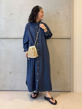 「デニムワンピース」｜今日の西野さん（レディース・152cm）の夏コーディネート