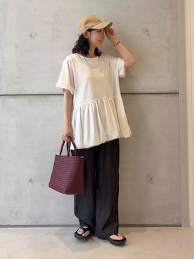 「SMELLY（スメリー）のアイテム（キャップ）」を使った、今日の西野さん（レディース・152cm）の夏コーディネート