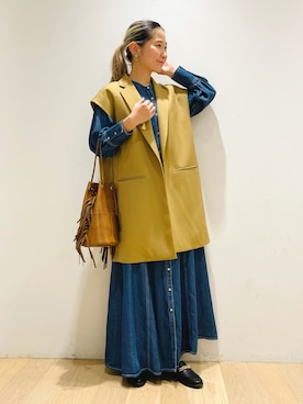 「デニムワンピース」｜「アイテム（その他アウター）」を使った、今日の西野さん（レディース・152cm）の秋コーディネート